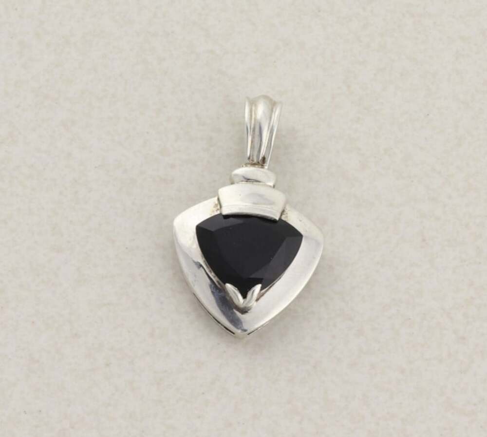 Pendant Only Sterling Silver Black Spinel Pendant 1 1/4" x 3/4" inch